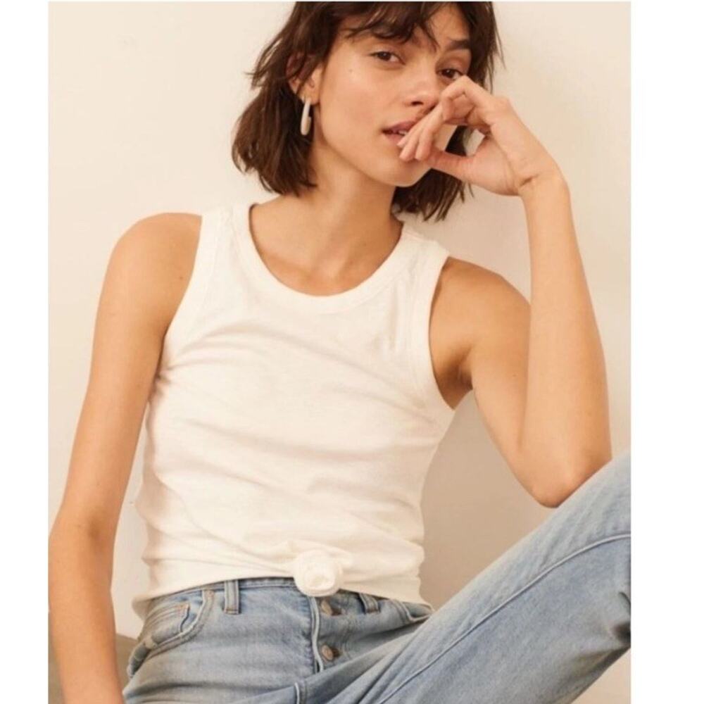 Madewell Audio Knot-Front‎ Tank Top | Off White | XL
